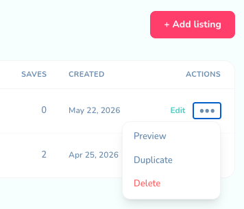 Duplicate listings